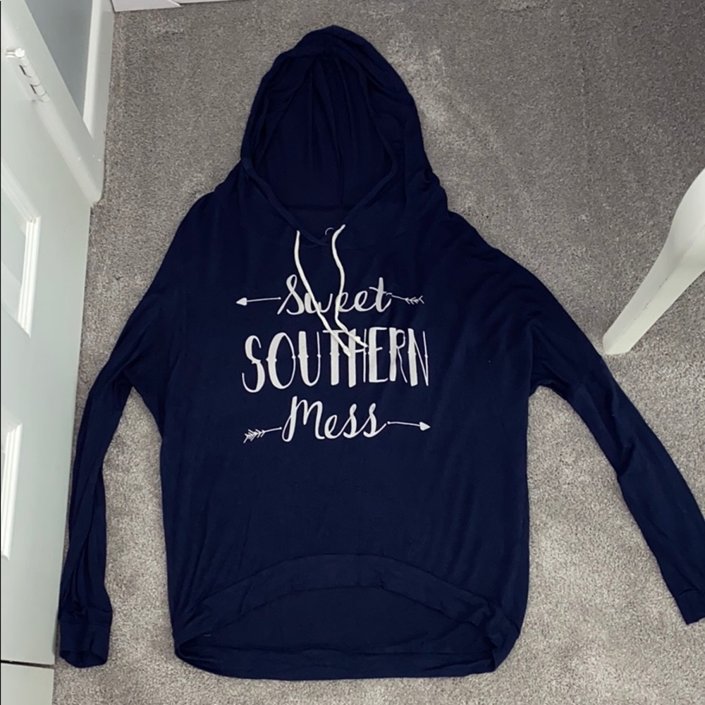 Navy Blue Hooded Long Sleeve